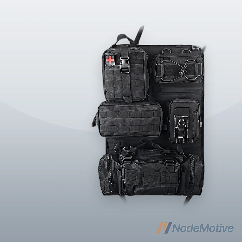 Universal Tactical Vehicle Back Seat Organizer with 5 Detachable Pouches