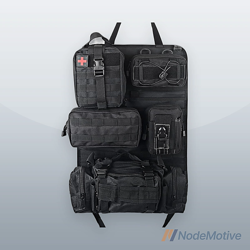 Universal Tactical Vehicle Back Seat Organizer with 5 Detachable Pouches