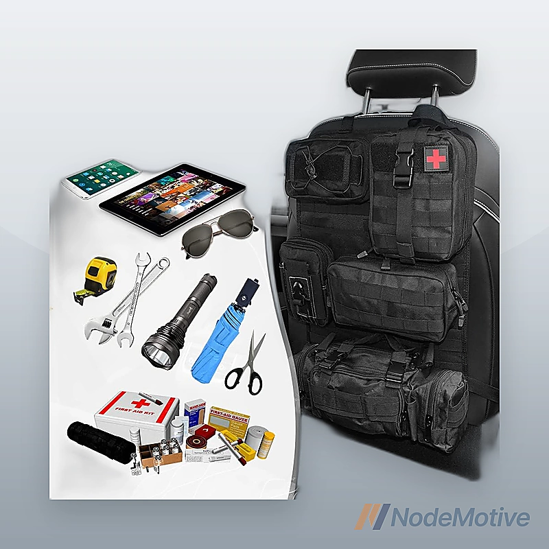 Universal Tactical Vehicle Back Seat Organizer with 5 Detachable Pouches