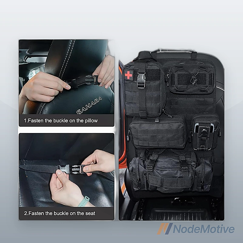Universal Tactical Vehicle Back Seat Organizer with 5 Detachable Pouches