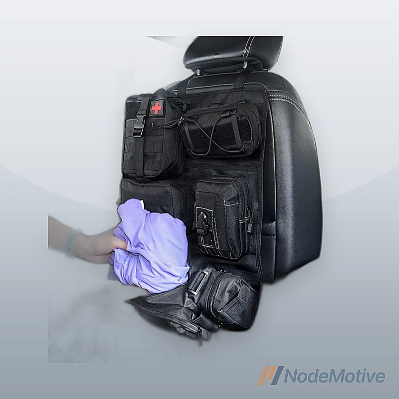 Universal Tactical Vehicle Back Seat Organizer with 5 Detachable Pouches