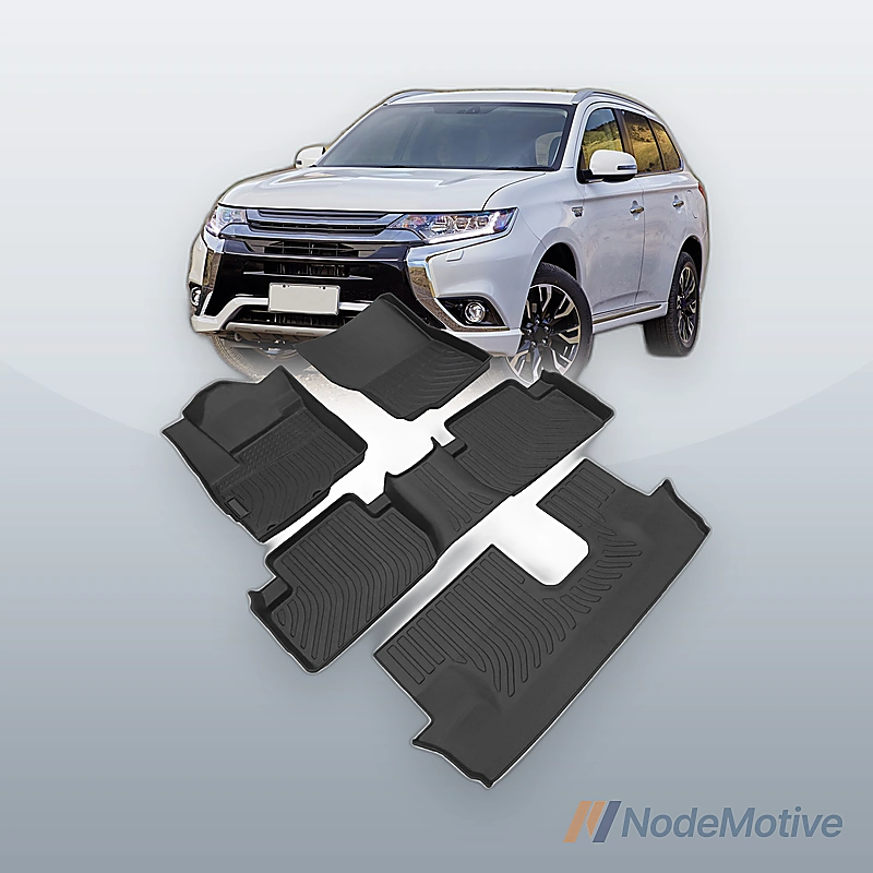 Car Floor Mats 2014-2021 MITSUBISHI Outlander Black All-Weather TPE Rubber