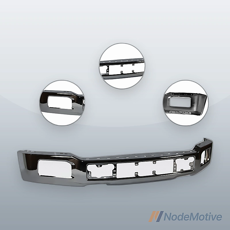 Premium Chrome Front Bumper For 2018-2020 Ford F-150 W/Fog Light Holes