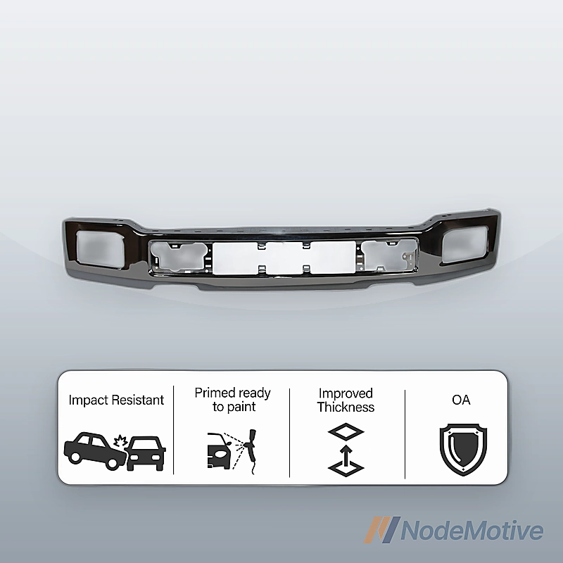 Premium Chrome Front Bumper For 2018-2020 Ford F-150 W/Fog Light Holes