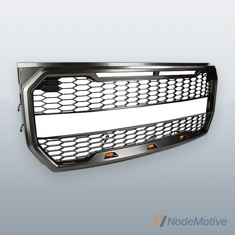 Car Front Grill for 2015-2017 Ford F-150 with LED&Wiring Grey Grille