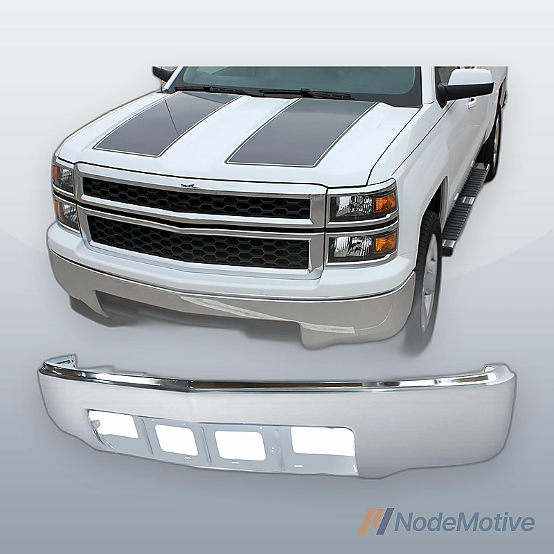 Chrome Front Bumper For 2014-2015 Chevrolet Silverado 1500 Pickup Without Fogs