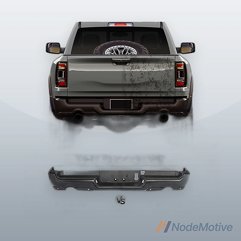 Complete Rear Step Bumper Assembly For 2019-2024 RAM 1500 With Dual Exhaust