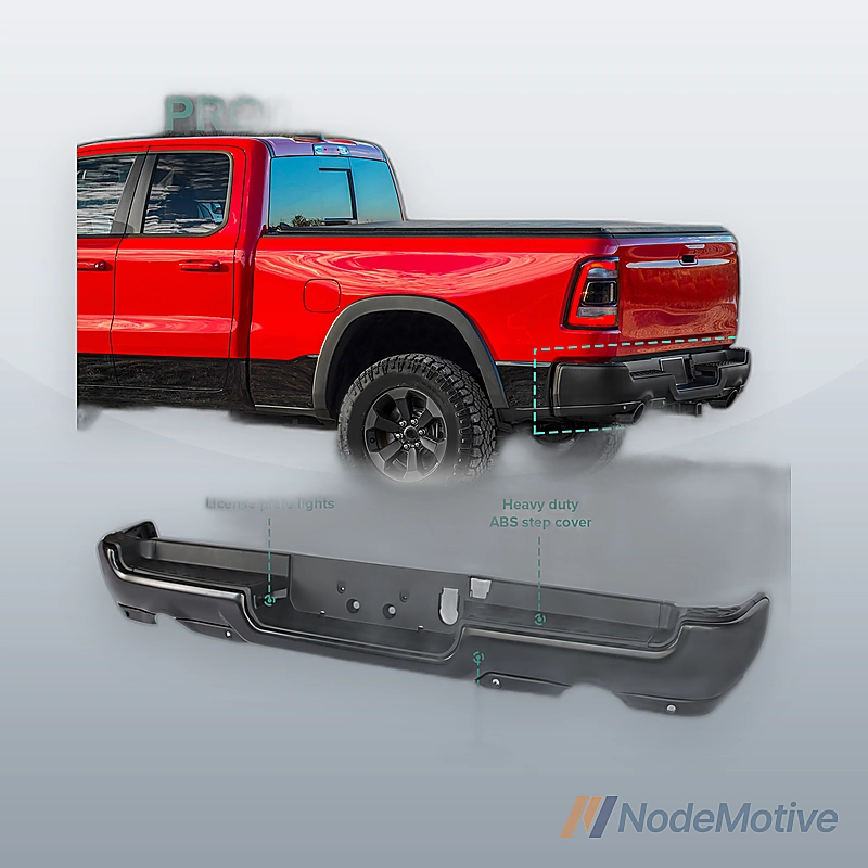 Complete Rear Step Bumper Assembly For 2019-2024 RAM 1500 With Dual Exhaust