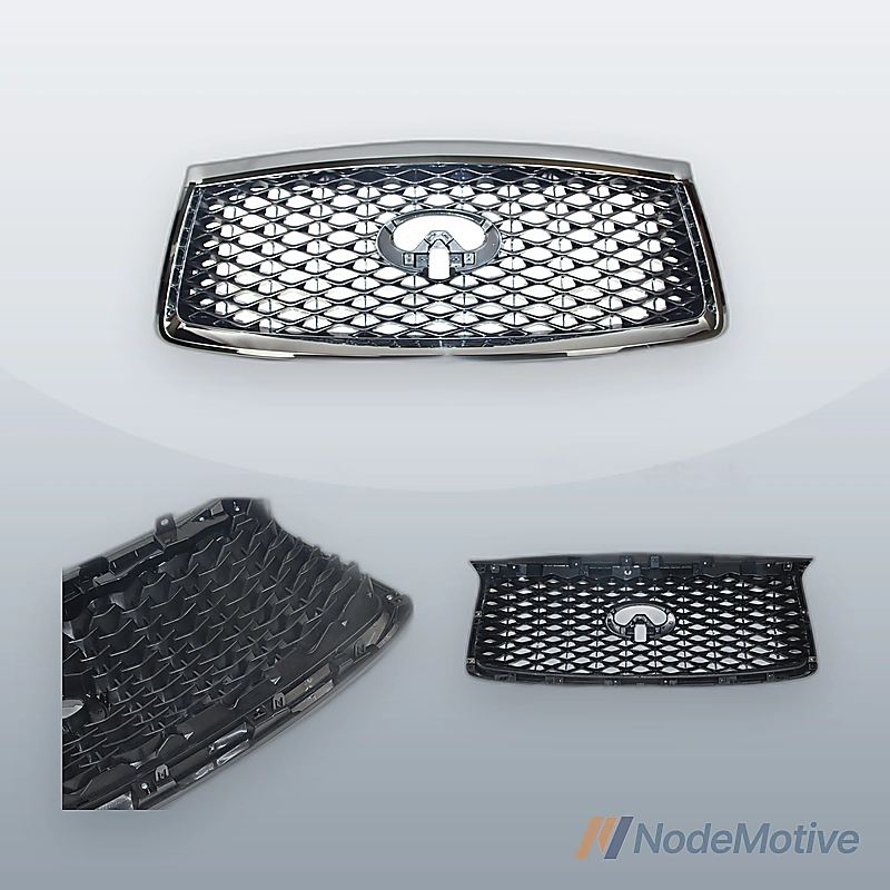 Front Grill for 2018-2021 INFINITI QX80 w/Camera Hole Chrome Frame