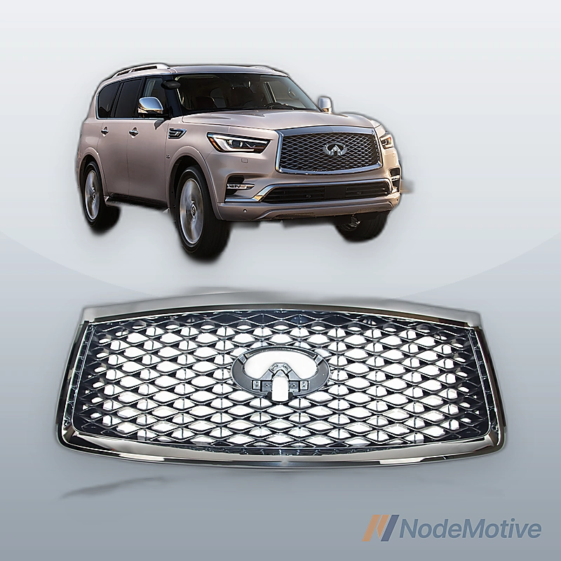 Front Grill for 2018-2021 INFINITI QX80 w/Camera Hole Chrome Frame