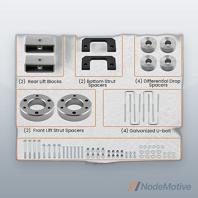 3\" Front + 2\" Rear Lift Kit w/Diff Drop Spacers for Chevy Silverado/GMC Sierra