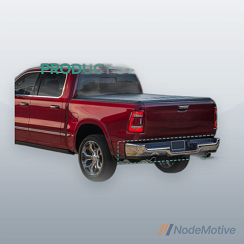 Chrome Steel Rear Bumper Assembly for 2019-2024 RAM 1500 w/ Dual Exhaust