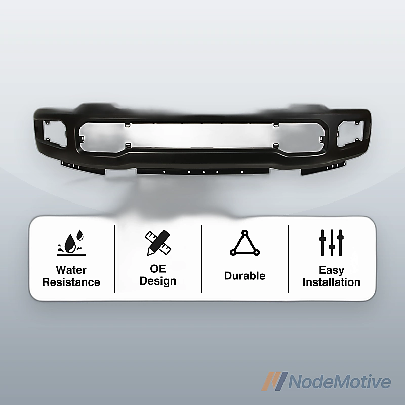 Front Bumper Steel For 2023-2024 F250 F350 Black W/Fog Light Holes