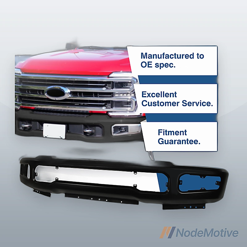 Front Bumper Steel For 2023-2024 F250 F350 Black W/Fog Light Holes