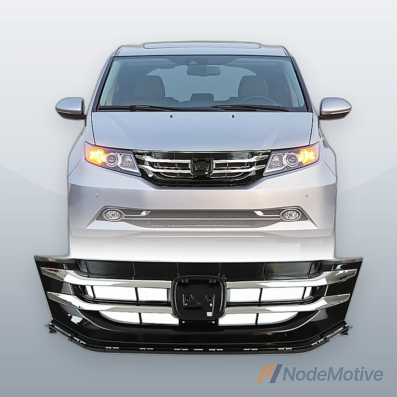 Front Grill for 2014-2017 Honda Odyssey Gloss Black Chrome