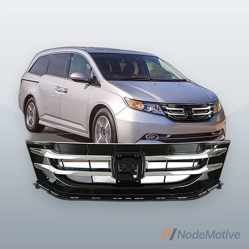 Front Grill for 2014-2017 Honda Odyssey Gloss Black Chrome