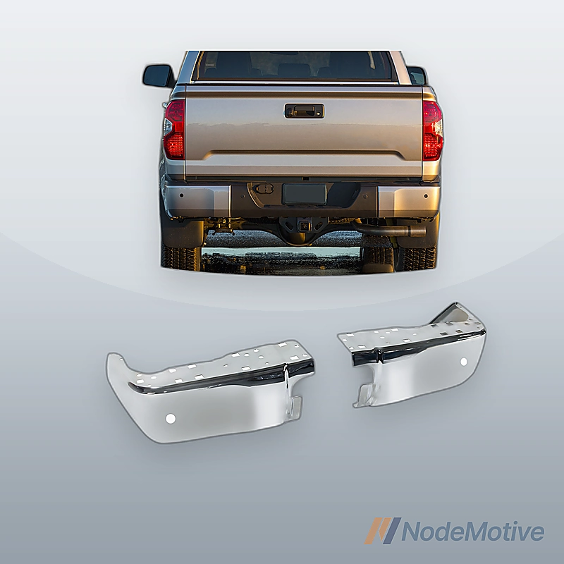 Bumper End Set For 14-21 Toyota Tundra Rear W/Sensor Hole Chrome Extension