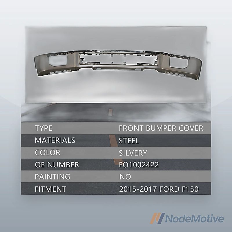 Chrome Steel Bumper Face Bar for 2015-2017 Ford F150 Truck W/ Fog Light Holes