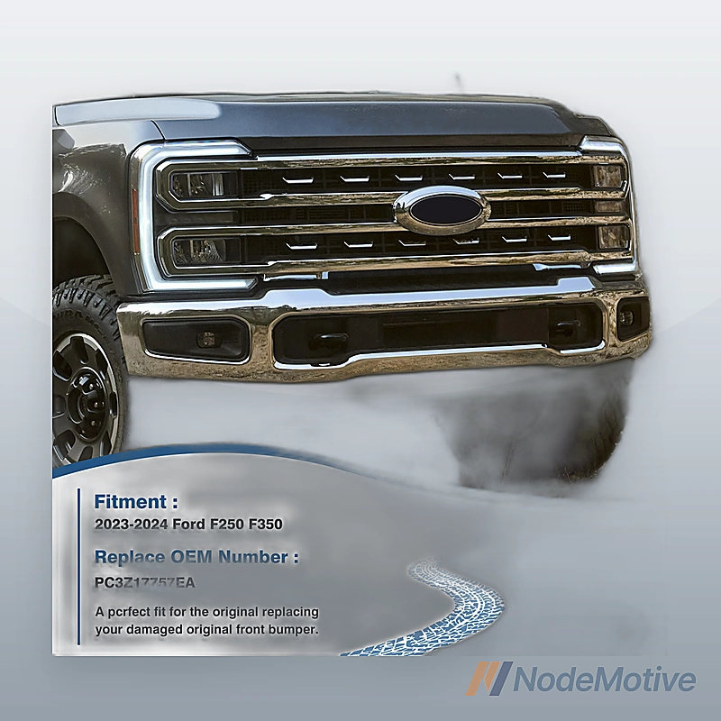 Front Bumper Steel For 2023-2024 F250 F350 Chrome W/Fog Light Holes
