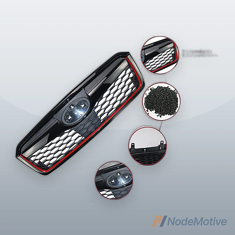 Front Grill for 2014-2018 Subaru Forester Gloss Black with Red Line