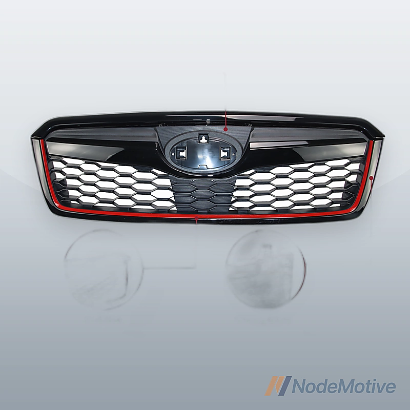 Front Grill for 2014-2018 Subaru Forester Gloss Black with Red Line