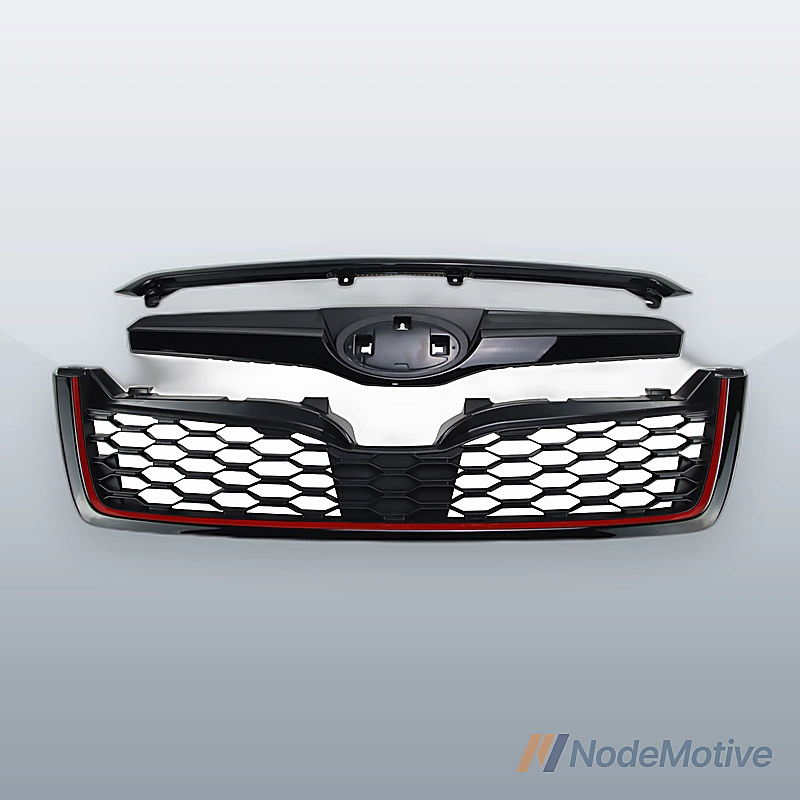 Front Grill for 2014-2018 Subaru Forester Gloss Black with Red Line