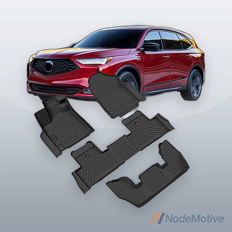 Car Floor Mats + 3rd Row TPE Floor Liners For 2022-2024 Acura MDX All Weather