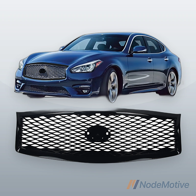 Front Grill for 2015-2019 INFINITI Q70L/Q70 With Camera Option Gloss Black
