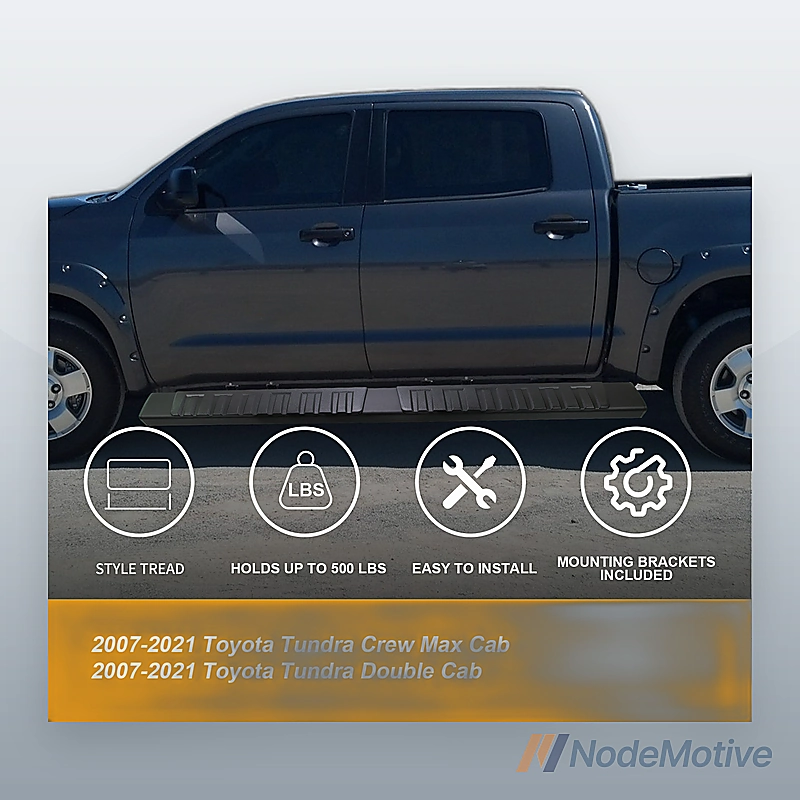 Side Step Running Boards for 07-21 Toyota Tundra Double Cab 4 Door Aluminum