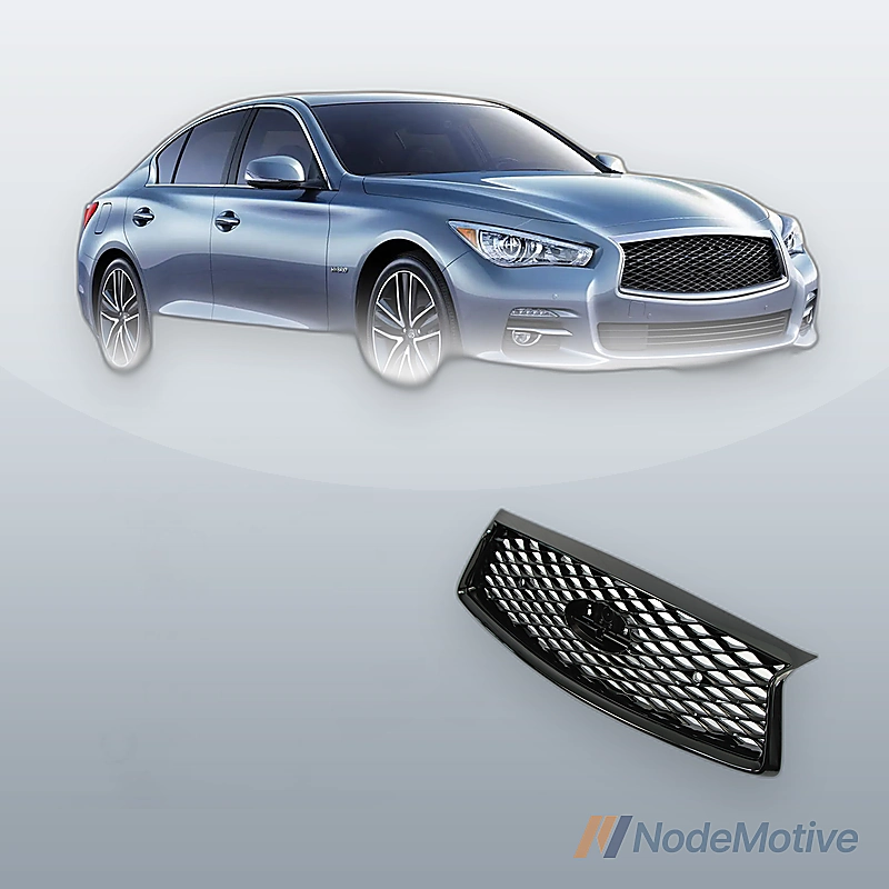 Front Grill for 2018-2023 INFINITI Q50 w/Sensor Hole Gloss Black