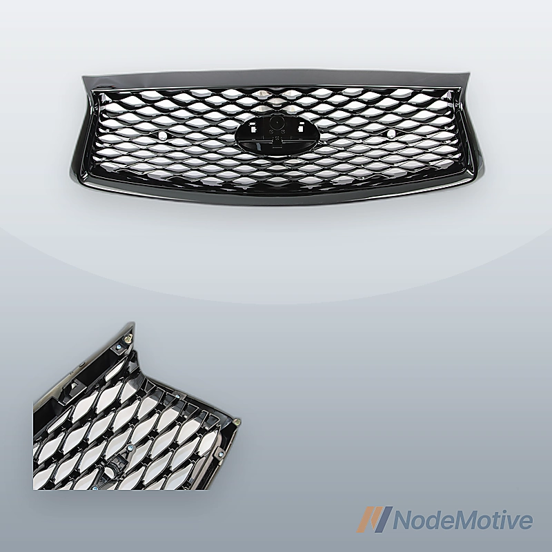 Front Grill for 2018-2023 INFINITI Q50 w/Sensor Hole Gloss Black
