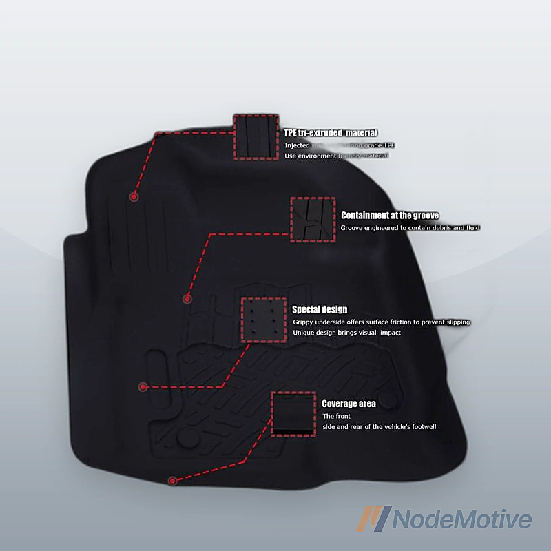 Front 2PCS Black TPE Mats kit for Ram 1500 Quad Cab