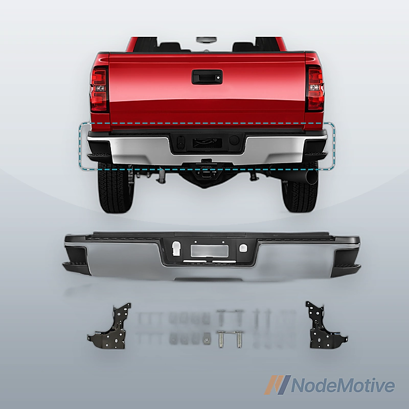 Chrome Steel Rear Bumper Assembly for 2015-2019 Silverado & Sierra 2500 3500