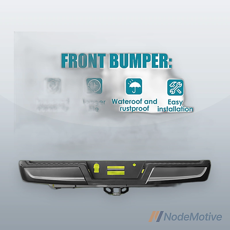 Black Rear Step Bumper Steel For 2021-2023 Ford F150 W/O Radar Holes