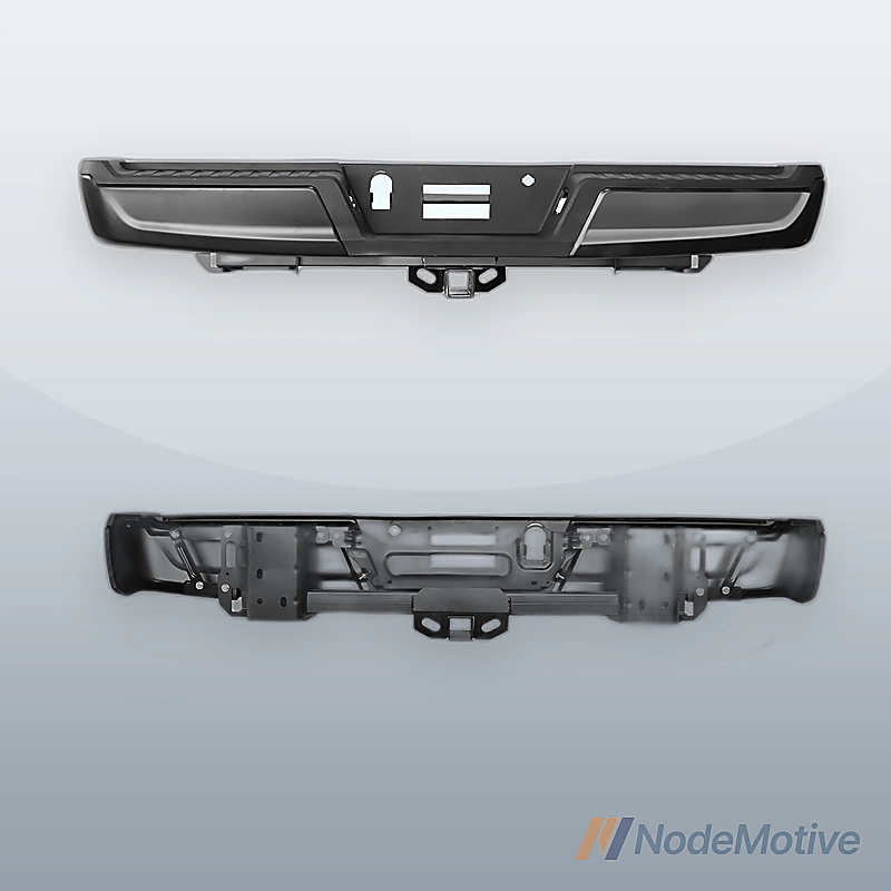 Black Rear Step Bumper Steel For 2021-2023 Ford F150 W/O Radar Holes