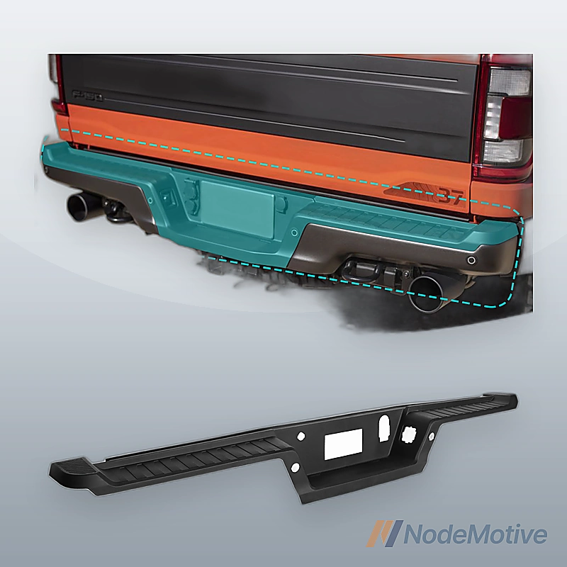 Rear Bumper Steel For 2021 Ford F150 W/ Tow Hole Black W/Radar Holes