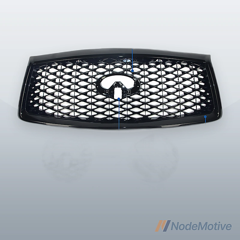 Front Grill for 2018-2021 INFINITI QX80 w/Camera Hole Gloss Black