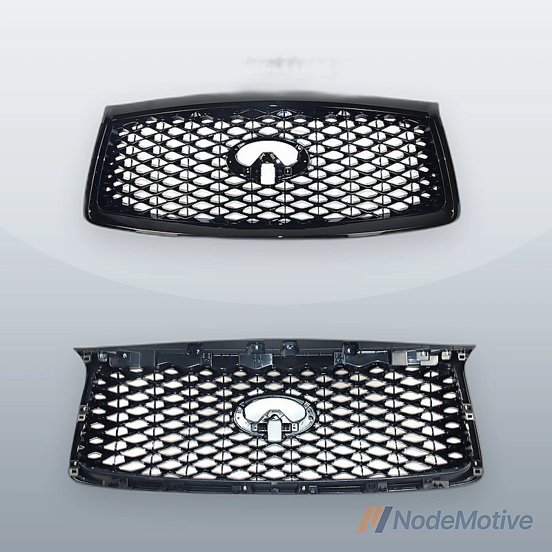 Front Grill for 2018-2021 INFINITI QX80 w/Camera Hole Gloss Black