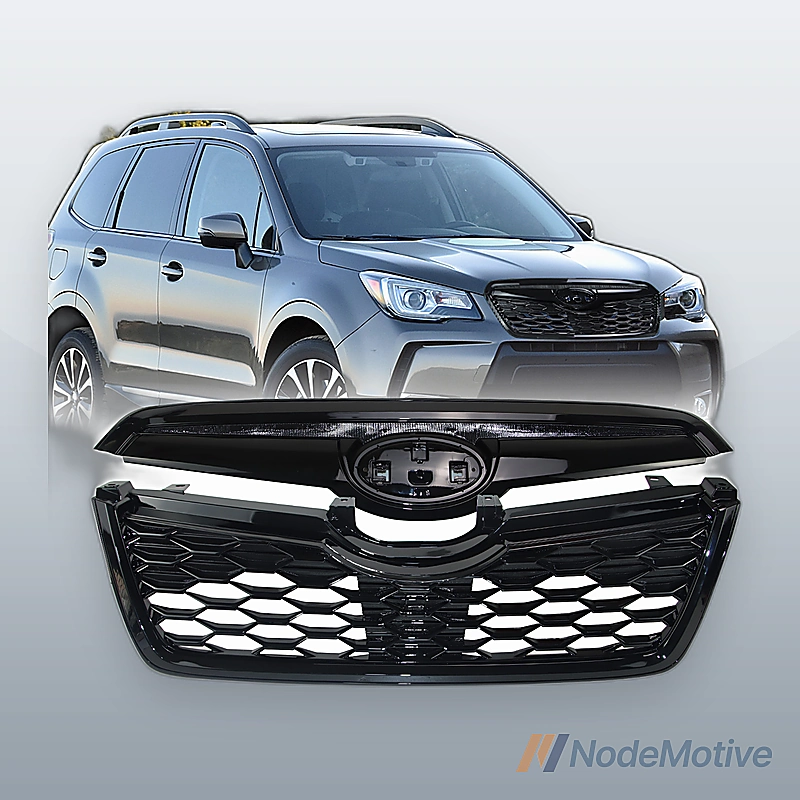 Front Grill for 2019-2021 Subaru Forester Gloss Black w/Camera Hole
