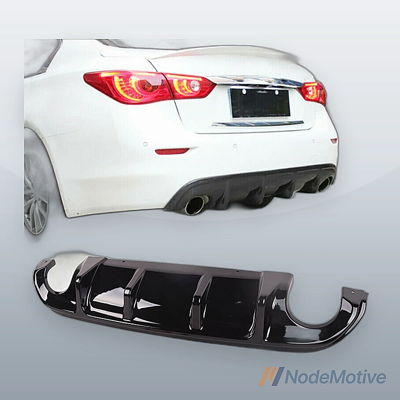 For Q50 2014 2015-2017 Gloss Black Car Rear Under Lip