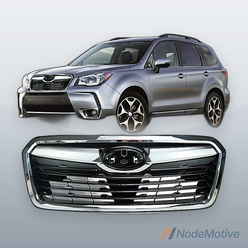 Front Grill for 2019-2021 Subaru Forester w/Camera Hole Chrome Moulding