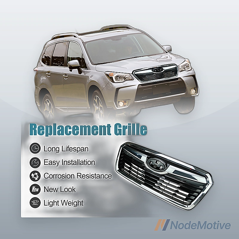 Front Grill for 2019-2021 Subaru Forester w/Camera Hole Chrome Moulding