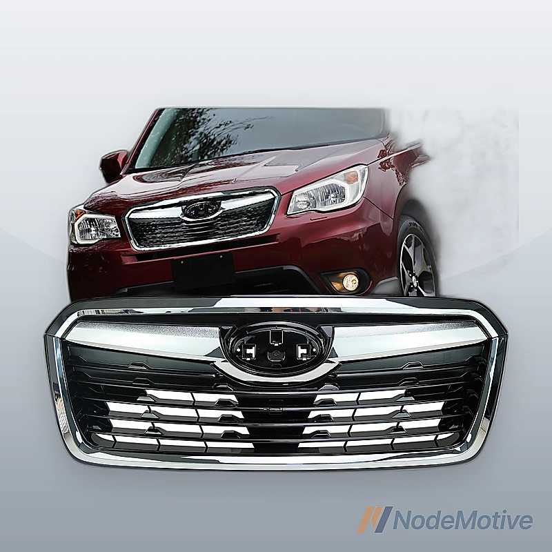 Front Grill for 2019-2021 Subaru Forester w/Camera Hole Chrome Moulding