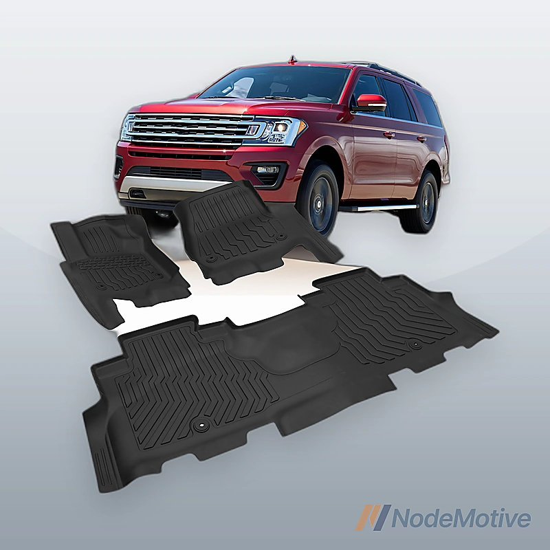 Car Floor Mats for 2018 Ford Expedition 2ND Row Bucket Seats Black TPE Rubber