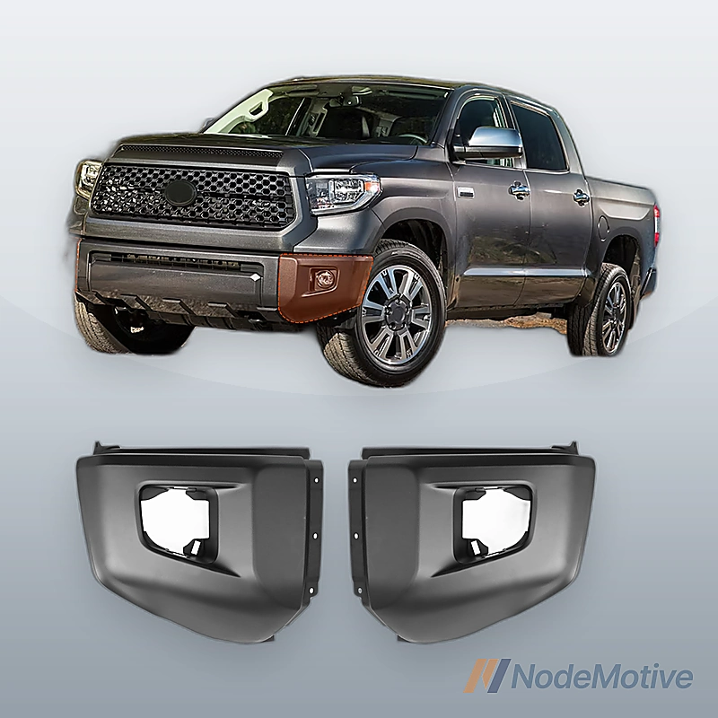 Front Bumper End Set W/o Sensor Holes For 14-21 Toyota Tundra Black LH+RH Steel