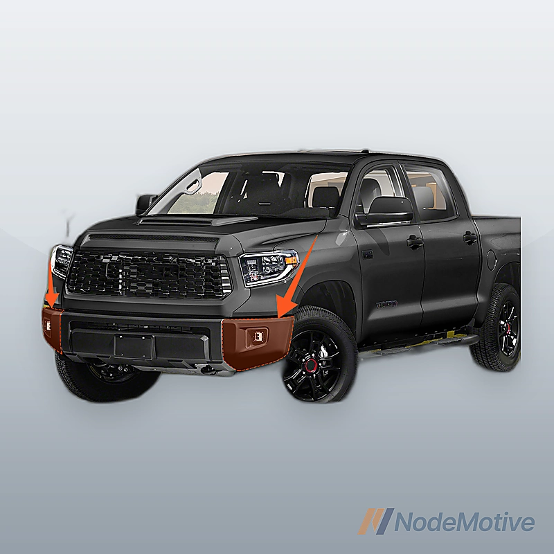 Front Bumper End Set W/o Sensor Holes For 14-21 Toyota Tundra Black LH+RH Steel
