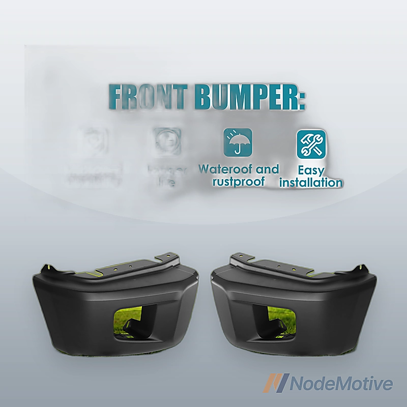 Front Bumper End Set W/o Sensor Holes For 14-21 Toyota Tundra Black LH+RH Steel