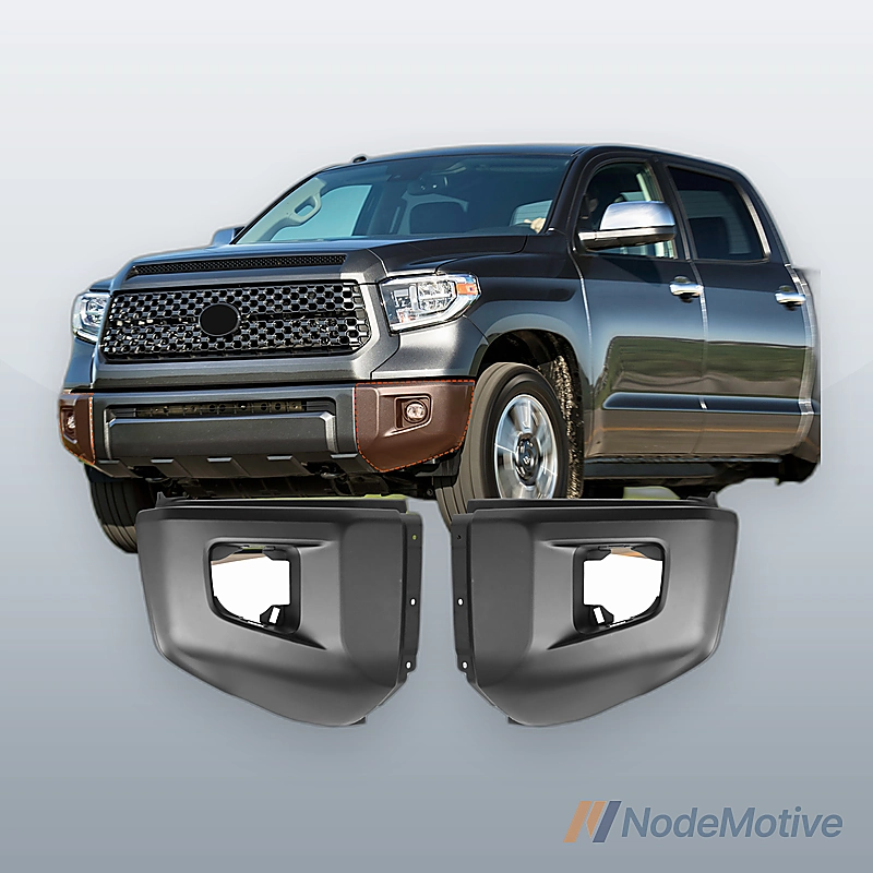 Front Bumper End Set W/o Sensor Holes For 14-21 Toyota Tundra Black LH+RH Steel