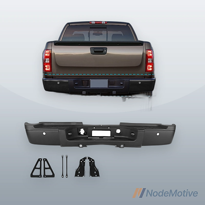 Step Bumper For 07-10 Chevy Silverado 2500 HD With Single Rear Wheel Black Rear