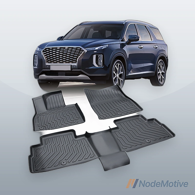 Car Floor Mats for 2020-2023 Hyundai Palisade w/ Bucket Seats Black TPE Rubber